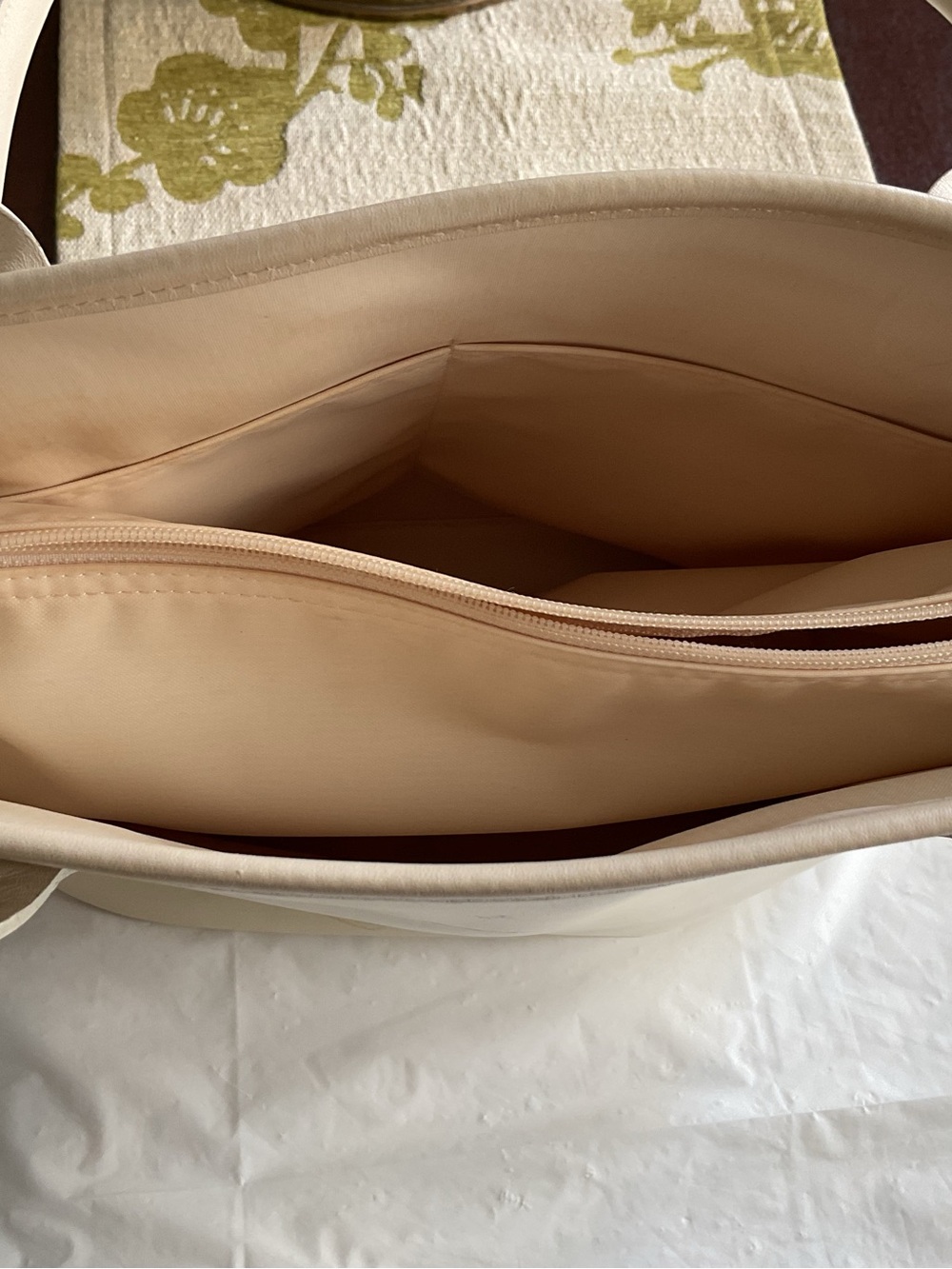 LONGCHAMP Ivory Leather Tote Bag Vintage 1960s - Picture 7 of 14